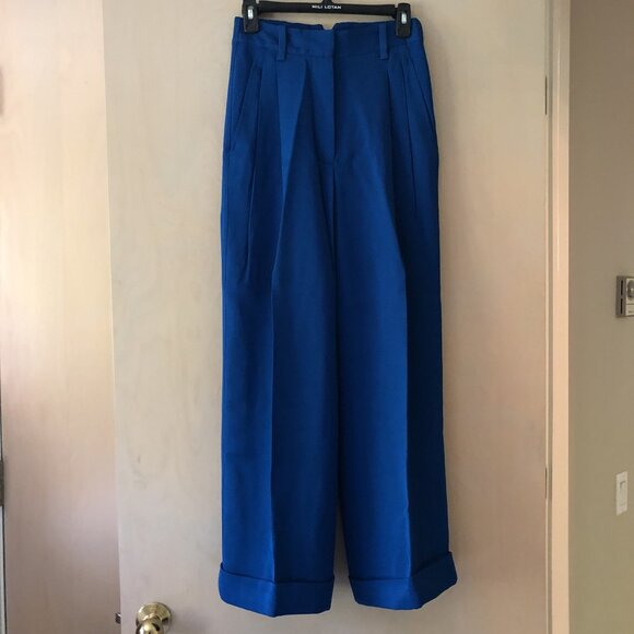 3.1 Phillip Lim Royal Blue Wide Leg Cuffed Pants Size 00